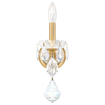 Schonbek 1701-22, 1 Light Crystal Sconce In Heirloom Gold