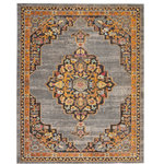 Nourison - Nourison Passionate Area Rug, Gray, 8'9"x11'9" - With a glistening grey field, the dramatic corner and medallion design of this Passionate Collection rug creates a dramatic presence in any room. Distressed, abrash tones mirror the vintage look of classic Persian rugs, with beautifully ornate floral accents on an soft, easy-care pile.