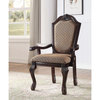 Set of 2 Upholstered Arm Chair, Brown/Espresso Finish