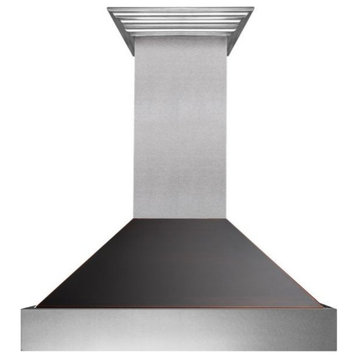 Ducted DuraSnow Stainless Steel Range Hood with Oil Rubbed Bronze Shell