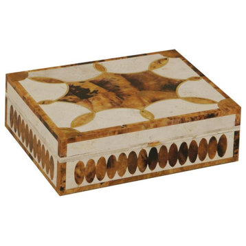 Fossil Stone and Tiger Pen Shell Inlaid Decorative Box