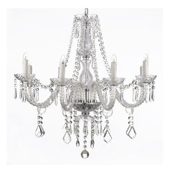 Crystal Chandelier Lighting 28ht X 28wd 8 Lights Fixture Pendant Ceiling Lamp - Chandeliers