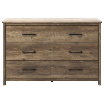 Gianni 6 Drawer Knotty Oak 47.2 in. Dresser With Ultra Fast Assembly