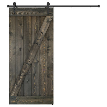 Solid Wood Barn Door, Made in USA, Hardware Kit, DIY, Ebony, 38x84"