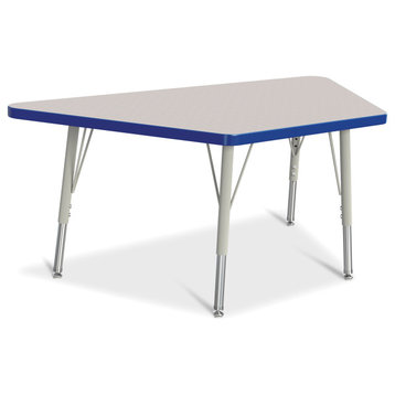 Berries Trapezoid Activity Tables - 24" X 48", E-height - Gray/Blue/Gray