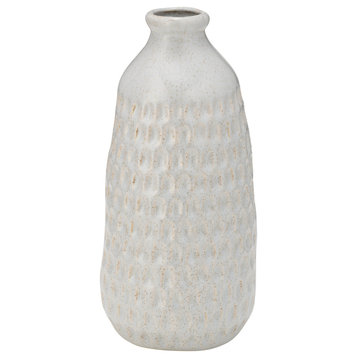 Ceramic 9" Dimpled Vase, Oatmeal