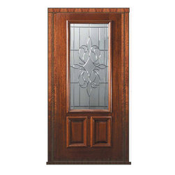 Prehung Single Door 80 Mahogany New Orleans 2 Panel 2/3 Lite Glass - Front Doors