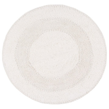 Double Ruffle Collection Bath Rug Set, 28" Round, Ivory