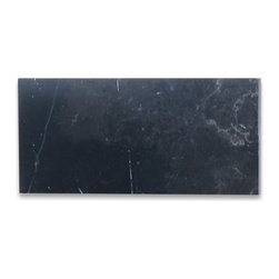 Stone Center Online - Nero Marquina Black Marble 3x6 Subway Tile Polished, 100 sq.ft. - Wall And Floor Tile
