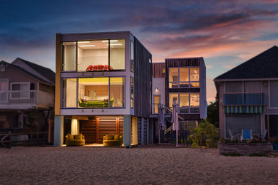 Example of a beach style exterior home design in Bridgeport