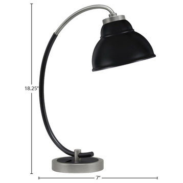 1-Light Desk Lamp, Graphite/Matte Black, 7" Double Bubble Metal Shade
