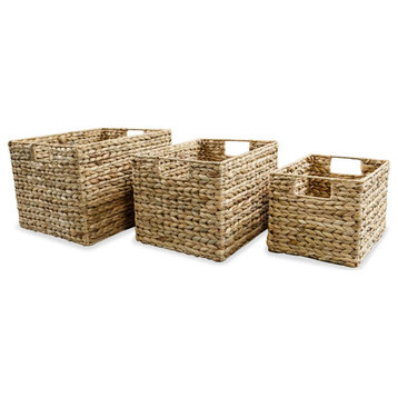 vidaXL Storage Basket Set Wicker Basket Storage Bin 3 Pieces Water Hyacinth