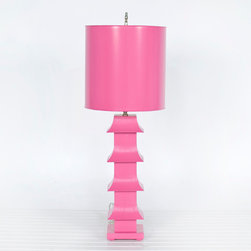 worlds away - World Away Pagoda Lamp Hot Pink Lighting - Table Lamps