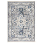 Nourison - Nourison Carina CNA02 Transitional Grey/Blue Rectangle Area Rug - Elegant and timeless, the Carina Collection transports the fine Persian designs of yesteryear to the modern era. These  rugs showcase intricate floral center medallion patterns in an array of rich and muted color palettes to fit your design needs. Machine-made of silky-smooth polyester, Carina is finished with fringed edges and an abrash effect for an extra touch of vintage style.