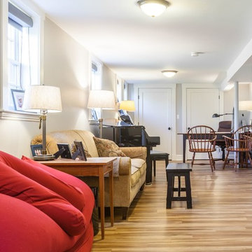 Finished Basement Family Room and Workspace – Manchester MA