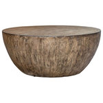 Uttermost - Uttermost Lark 42 x 18" Round Wood Coffee Table - Showcasing A Minimalist Style, This Round Coffee Table Features A Mango Wood Veneer Overlay In A Heavily Textured Aged Walnut Finish.