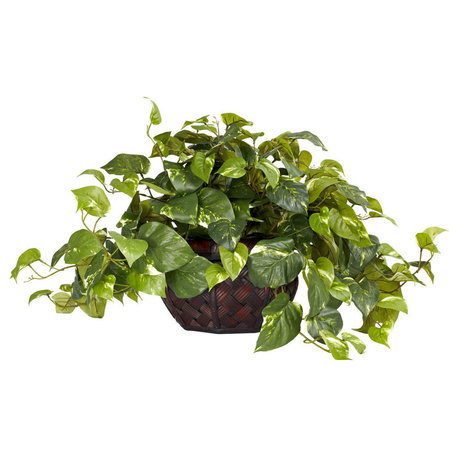 Pothos With Decorative Vase Silk Plant