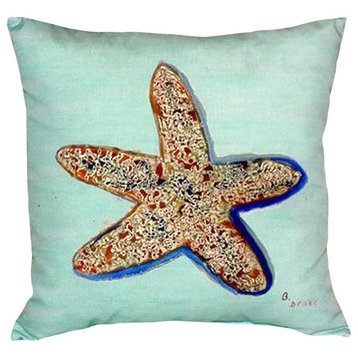 Pair of Betsy Drake Starfish - Teal No Cord Pillows