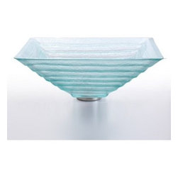 Kraus Alexandrite Square Clear Glass Vessel Sink With PU-MR Chrome GVS-910-15mm - Bathroom Sinks