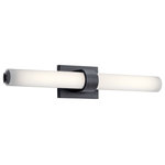 elan - elan Izza 25" LED Linear Bath Vanity Light 83744 - Bronze - Etched glass softly contrasts the metal finish of the baton shaped holder providing a versatile Sconce for many applications.