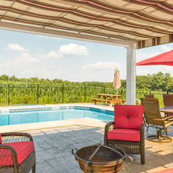 Poolside Pergola with Retractable Shade Canopy/Awning - Pergolas