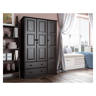100% Solid Wood 3-Door Grand Armoire With Lock - Transitional - Armoires  And Wardrobes - by The Mine | Houzz