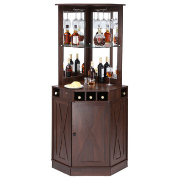 VEVOR Industrial Bar Cabinet Wine Bar Table With Glass Holder for Liquor & Glass
