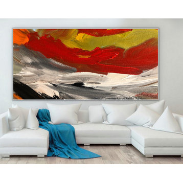 72" art 7ft Original Red white abstract art Large Modern Painting - Splendor