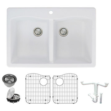 Aversa Granite 33" Drop" Kitchen Sink Kit, White