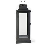 Serene Spaces Living - Serene Spaces Living Black Hampton Lantern, Available in 3 Sizes, Large - This square glass hurricane is one of our popular styles, featuring black colored iron frames and clean glass panels. Perfect whether you are creating a beautiful tablescape centerpiece or looking for rustic décor for a special event. Light up the aisle or runway at your wedding for a breathtaking entrance. Light up your back porch / patio or add the perfect touch of low light to your living room. The chic color and shape of the black lanterns add a stylish detail to any space. You can showcase these modern lanterns on their own as alternative centerpieces or position them among flower arrangements on your tables. Perhaps you can choose to line your wedding entrance with our glowing candles lanterns. Sold individually, this big black lantern measures 25" Tall, 9.5" Long, 9.5" Wide. When seeking products made with love that give your home or office a touch of warmth in a simple package, Serene Spaces Living is the perfect choice.