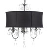Modern Black Drum Shades and Crystal Ceiling Chandelier Pendant Fixture