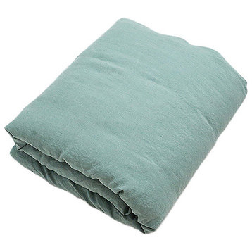 Spa Green Stone washed Bed Linen Duvet, Queen
