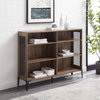 Industrial Bookcase, Mesh Metal Side Panels & 6 Open Compartments, Rustic Oak