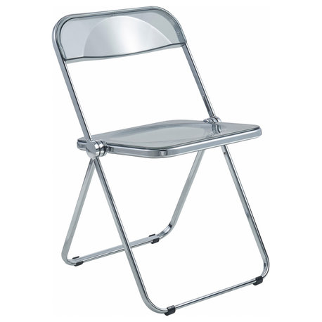 Lawrence Acrylic Folding Chair With Metal Frame, Transparent Black