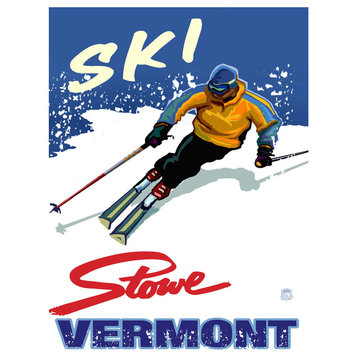 Paul A. Lanquist Ski Stowe Verrmont Downhill Modern Man Art Print, 9"x12"