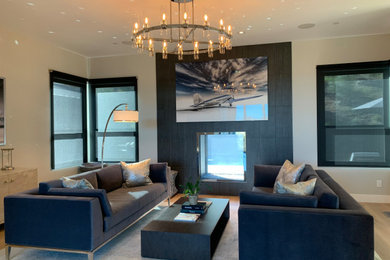 Example of a minimalist family room design in San Francisco
