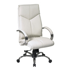 Deluxe High Back White Executive Leather Office Chair - Office Chairs