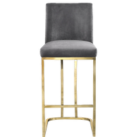 Heidi Upholstered Counter Stool, Gray, Gold, Velvet