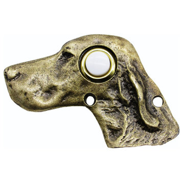 Dog Head Door Bell, Antique Brass