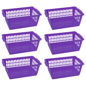 Small Plastic Storage Organizing Basket, Pack of 6, 32-1188-6, Purple