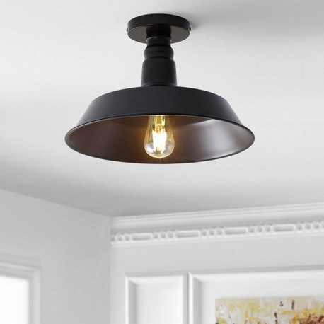 Camila 14" 1-Light Indoor/Outdoor LED Semi Flush Mount, Oil Rubbed Bronze