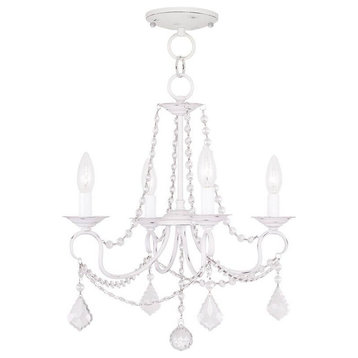 4-Light Antique White Convertible Chain Hang/Ceiling Mount