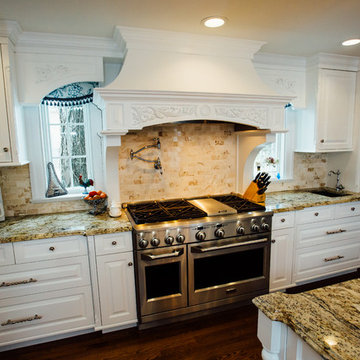 White Kitchen with Blue China Hutch
