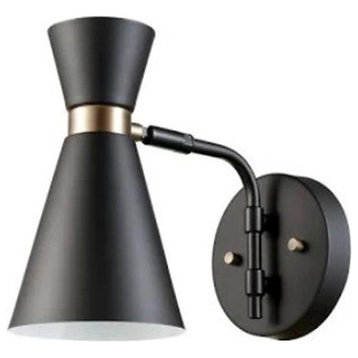 Globe Electric 248043 Belmont Collection 1 Light Wall Sconce, Black with