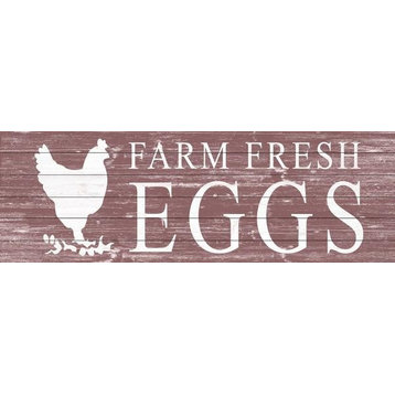 "Farm Fresh Eggs" Painting Print on White Wood, 45"x15"