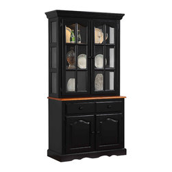 Sunset Trading Keepsake Buffet and Lighted Hutch | Antique Black and Cherry - China Cabinets And Hutches
