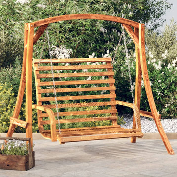 vidaXL Porch Swing Outdoor Swing Bench Outdoor Swing Seat Solid Wood Bent