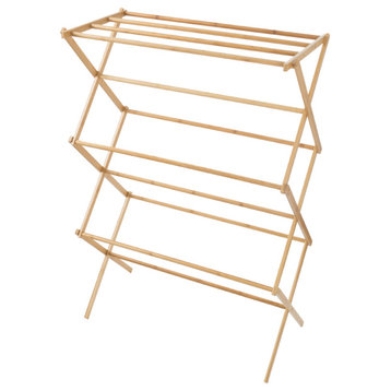 Bamboo Clothes Drying Rack Collapsible and Compact for Indoor/Outdoor Use