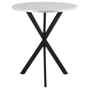 Coaster Kenzo Round Metal Top Pedestal Base Bar Table in Silver and Sandy Black
