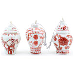 Danny's Fine Porcelain - Christmas Set Of 6 Ornament R&W - 2.5WX2.5LX3.75H red and white Christmas set of 6 ornament